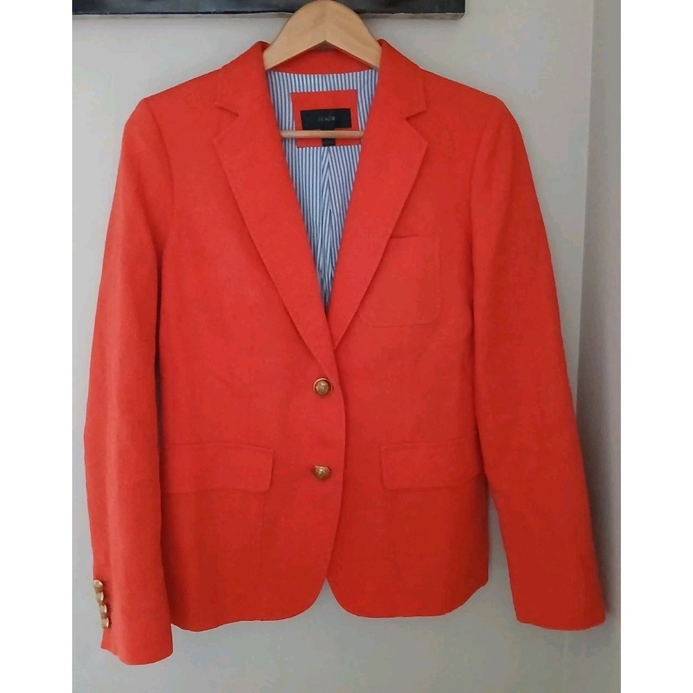 J. Crew Rhodes Linen Blazer Jacket Size 8 Button Front Preppy Career Old Money